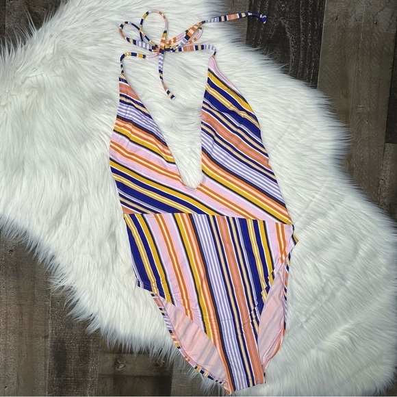 NWOT Bikini Lab Striped One Piece Swimsuit Medium - Picture 10 of 10
